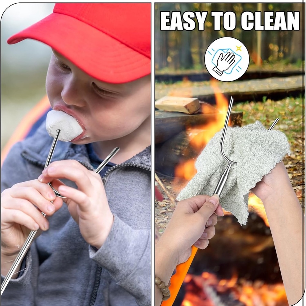 NWT (5) Extendable Marshmallow Roasting Sticks Extra Long 45'' Stainless Steel - Picture 6 of 7